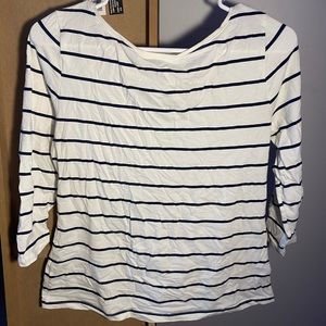 merona, long sleeve tee, blue and white stripes, size medium